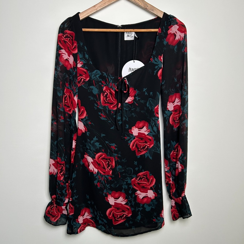 NWT Princess Polly Dress Bayford Long Sleeve Rose Fairygoth Mini Size 2 XS